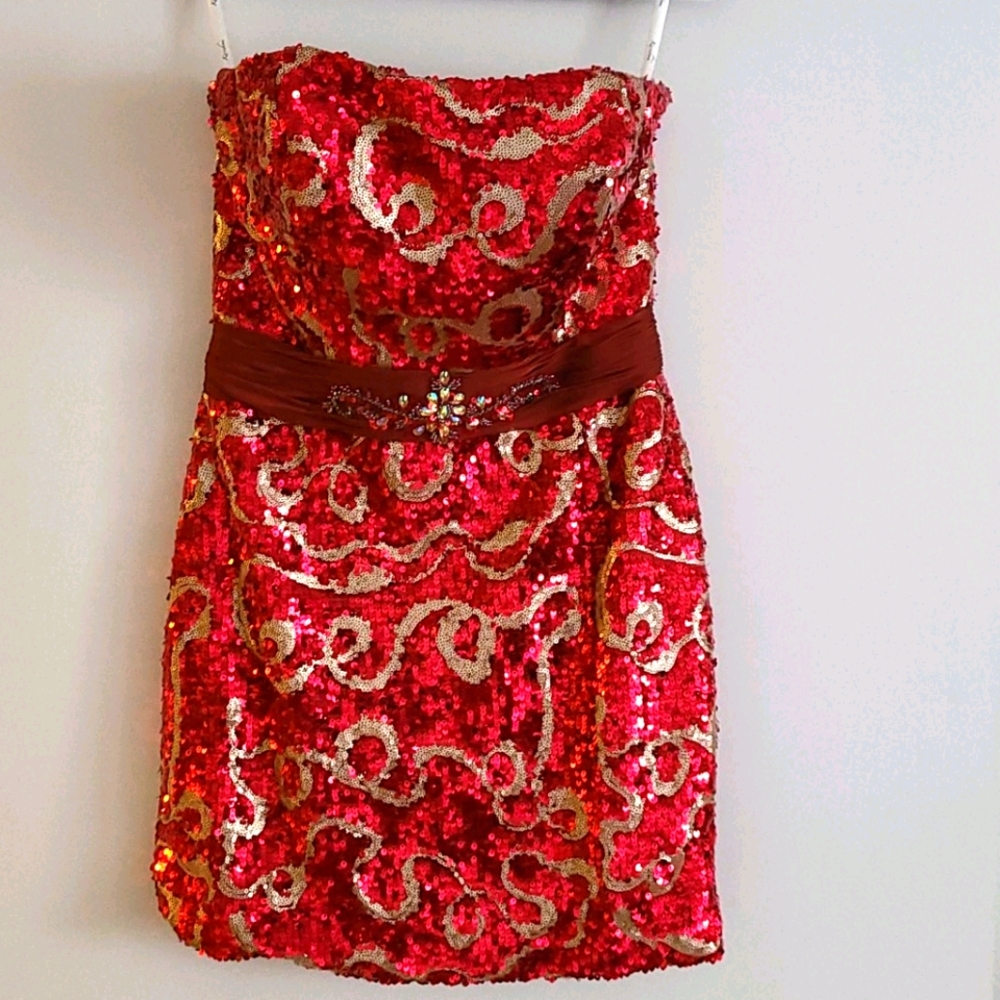 Red and gold dress